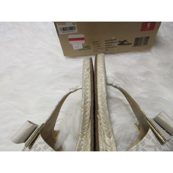 NEW Michael Kors MK Mini Logo PVC Meg Thong Vanilla Signature Size 5 - Picture 15 of 16